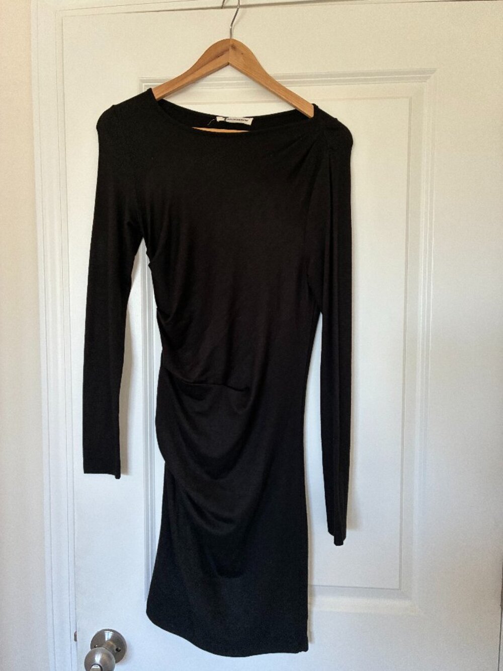 Alexander Wang Black Ruched Long Sleeve Dress – Size S